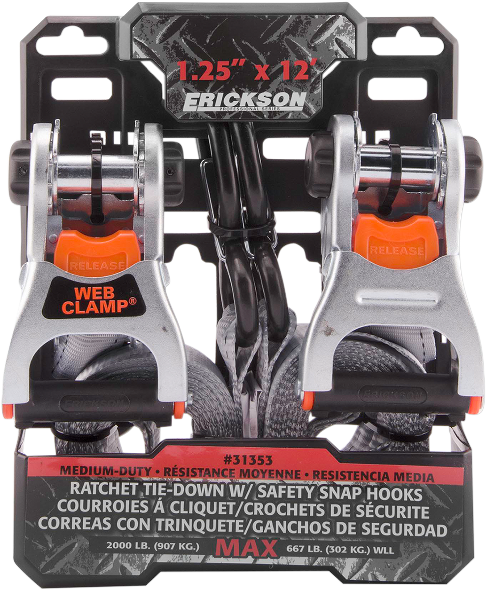 Ratchet Tie-Down - 1.25\" x 12\' - Gray