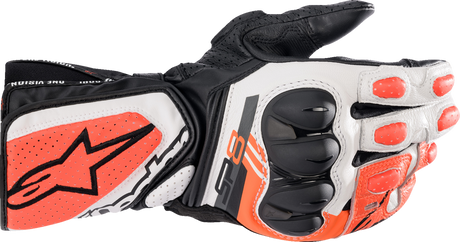 SP-8 V3 Gloves - Black/White/Fluo Red - Large