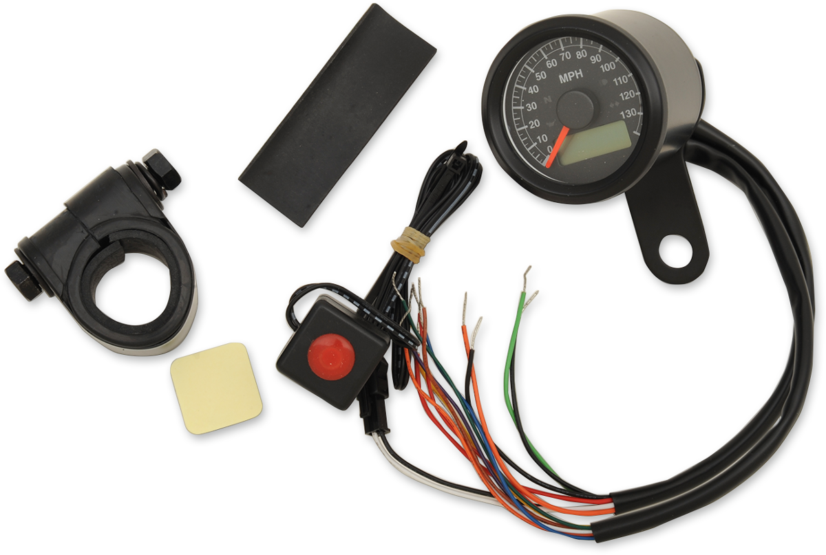 Programmable Speedometer with Indicator Lights - Gloss Black - 140 MPH LED Black Face - 1-7/8\" 1999 - 2003