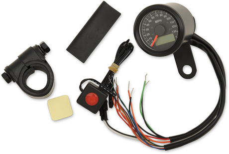 Programmable Speedometer with Indicator Lights - Gloss Black - 140 MPH LED Black Face - 1-7/8\" 1999 - 2003