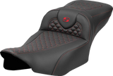 Roadsofa™ Extended Reach Seat - Dragon Scale Stitch - Red Stitch - w/o Backrest - FLTR/FLHX \'23-\'24 2023 - 2024