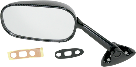 Mirror - Side View - Black/Carbon Fiber - Rectangle - Left - Suzuki 2004 - 2005