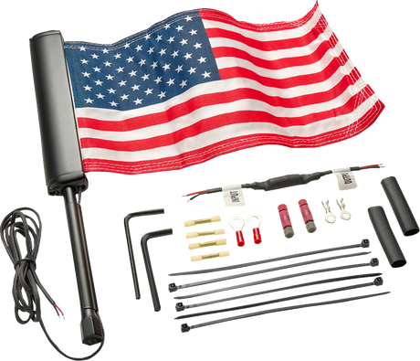 LED Lighted Flagpole - U.S. Flag - Black