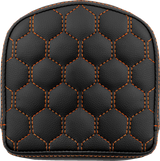 RoadSofa™ Sissy Bar Pad - Honeycomb - Orange Stitching