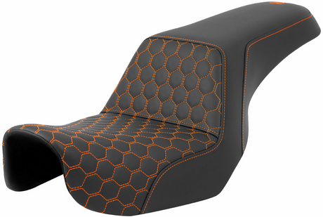 Step-Up Seat - Honeycomb - Orange Stitching - Dyna \'06-\'17 2006 - 2017