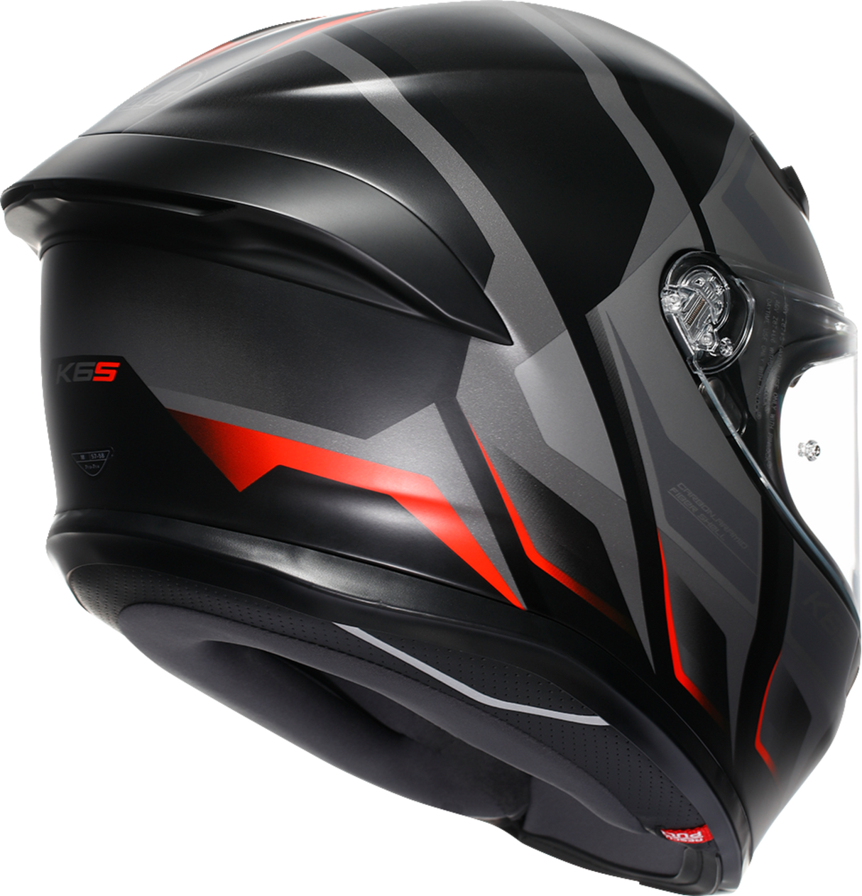 K6 S Helmet - Karve - Matte Black/Gray/Red - XL