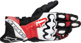 GP Plus R V3 Leather Gloves - Black/White/Bright Red - Small