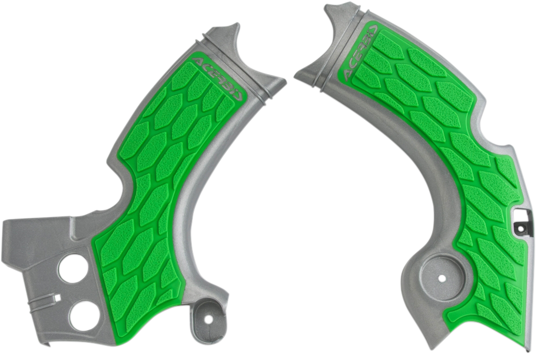 X-Grip Frame Guards - Silver/Green - KX 250 F 2015 - 2020