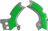 X-Grip Frame Guards - Silver/Green - KX 250 F 2015 - 2020