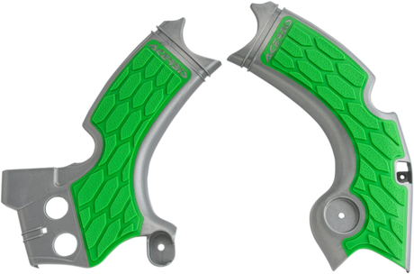 X-Grip Frame Guards - Silver/Green - KX 250 F 2015 - 2020