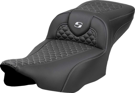 Roadsofa™ Extended Reach Seat - Dragon Scale Stitch - Silver Stitch - w/o Backrest - FLT/FLH \'23-\'24 2023 - 2024