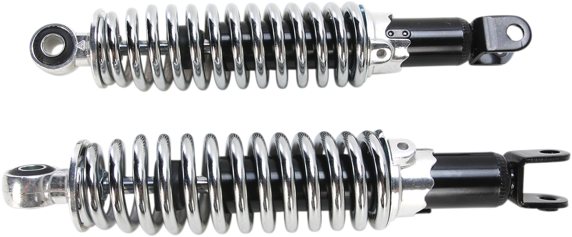 Custom Shorty Shocks with Shroud - Black Body/Chrome Spring Finish - Clevis Lowering