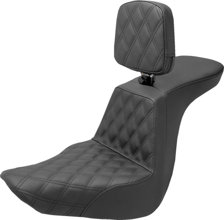 Tour Step-Up Seat - Rider Backrest - Front Lattice Stitch - FLSB/FXLR \'18-\'23 2018 - 2023