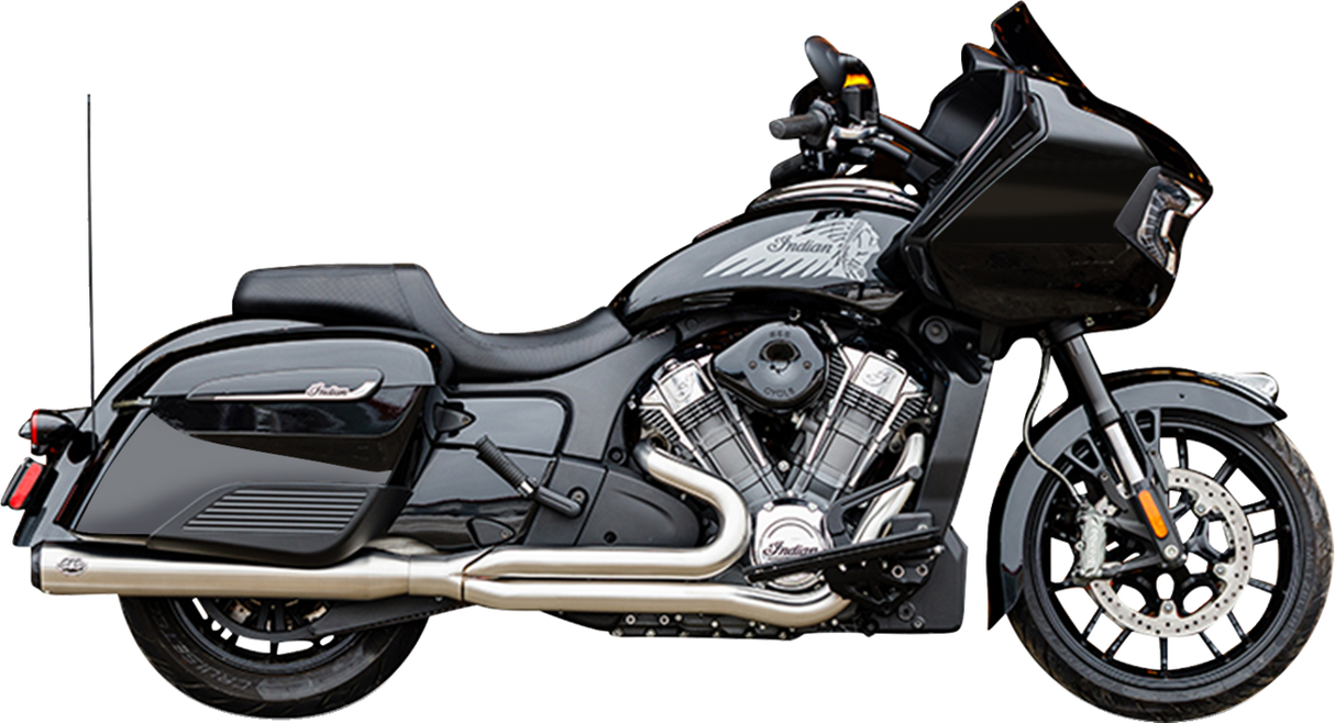 2-into-1 Qualifier Exhaust System - Brushed Stainless Steel - 49 State - Indian with PowerPlus 2020 - 2025