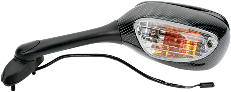 Mirror - Side View - Lighted - Black/Carbon Fiber - Rectangle - Left - Suzuki 2005 - 2009