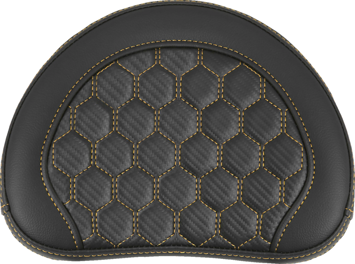 RoadSofa™ Sissy Bar Pad - Honeycomb - Gold Stitching