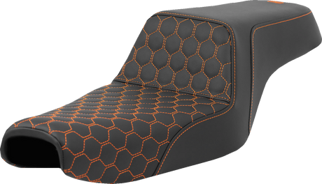 Step-Up Seat - Honeycomb - Orange Stitching - 3.3 Gal Tank - Sportster \'04-\'22 2004 - 2022