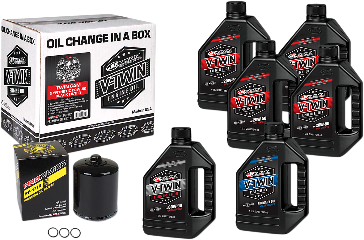 Twin Cam Synthetic 20W-50 Oil Change Kit - Black Filter 1999 - 2016