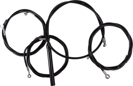 Complete Black Vinyl Braided Handlebar Cable/Brake Line Kit - 15\"-17\" Handlebars - \'23-\'24 Touring 2023 - 2024