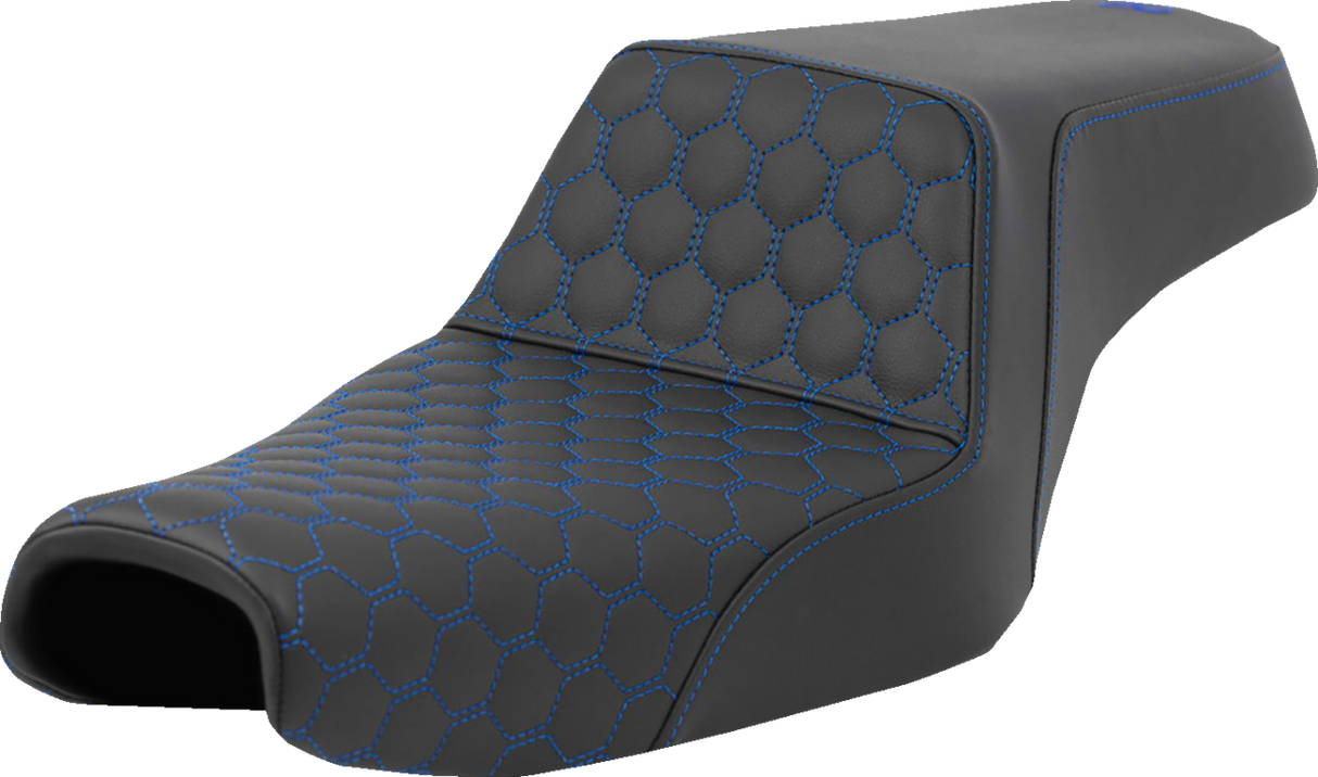 Step-Up Seat - Honeycomb - Blue Stitching - 3.3 Gal Tank - Sportster \'04-\'22 2004 - 2022