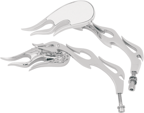 Mirrors - Flame - Side View - Oblong - Chrome - Pair