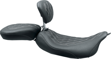 Wide Tripper™ Solo Seat - w/ Drivers Backrest - Black w/ Gun Metal Stitching 2008 - 2021