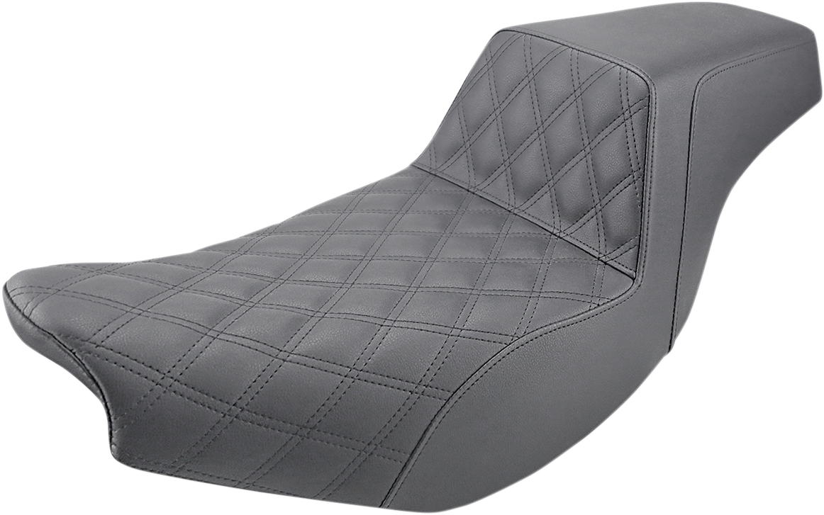 Step-Up Seat - Front Lattice Stitch/Rear Smooth - Black - Indian 2014 - 2021