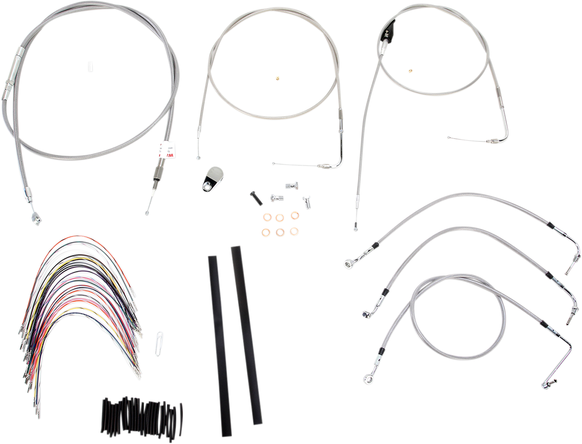 Handlebar Cable/Brake Line Kit - Complete - 18\" Ape Hanger Handlebars - Stainless Steel 2000 - 2006
