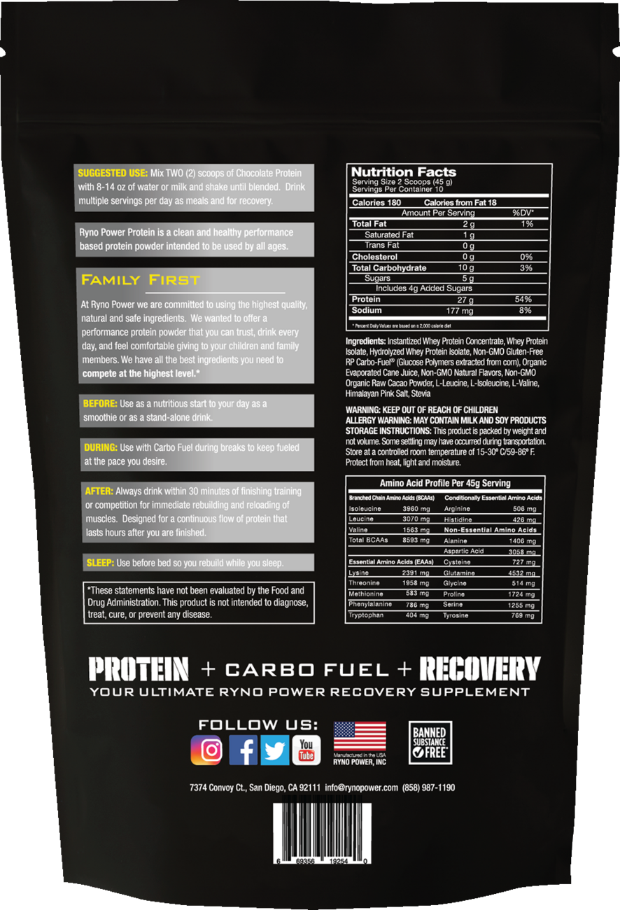 Protein Powder - Chocolate - 1 lb - 10 Servings