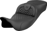 Roadsofa™ Extended Reach Seat - Dragon Scale Stitch - Black Stitch - w/o Backrest - FLH/FLT \'08-\'24 2008 - 2024