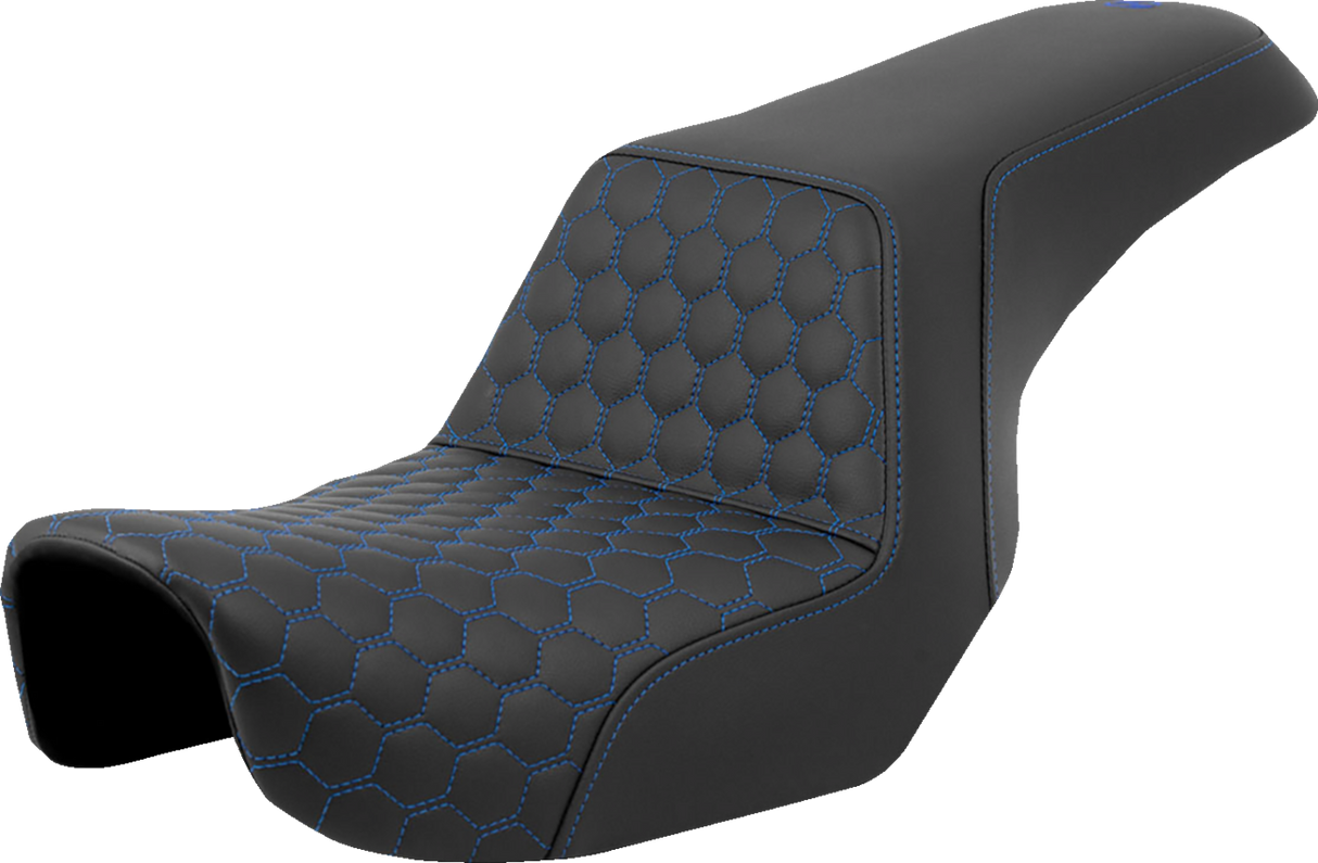 Step-Up Seat - Honeycomb - Blue Stitching - Dyna \'06-\'17 2006 - 2017
