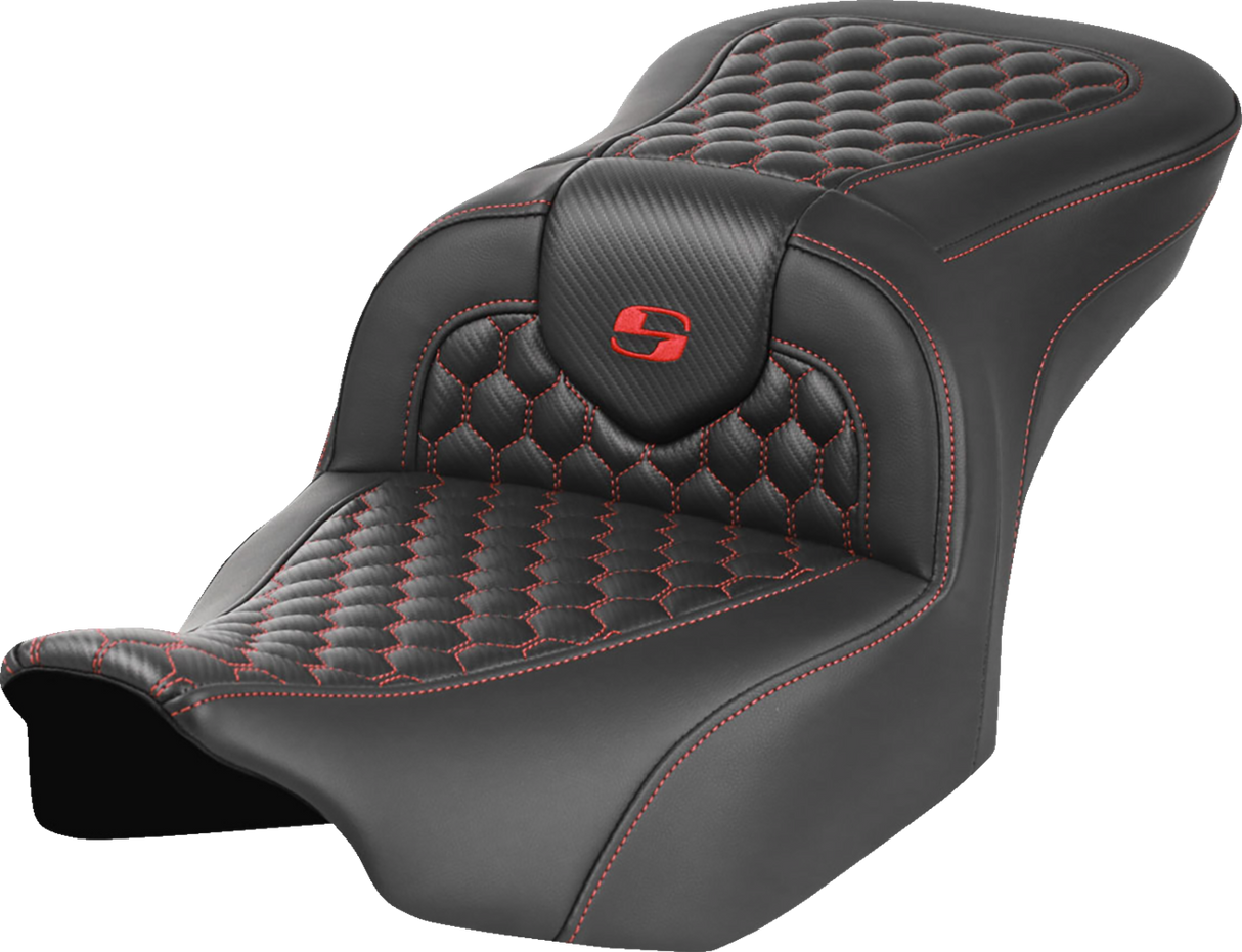 Roadsofa™ Seat - without Backrest - Honeycomb - Red Stitch - FLTR/FLHX \'23-\'24 2023 - 2024