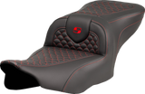 Roadsofa™ Seat - Dragon Scale Stitch - Red Stitch - w/o Backrest - FLTR/FLHX \'23-\'24 2023 - 2024