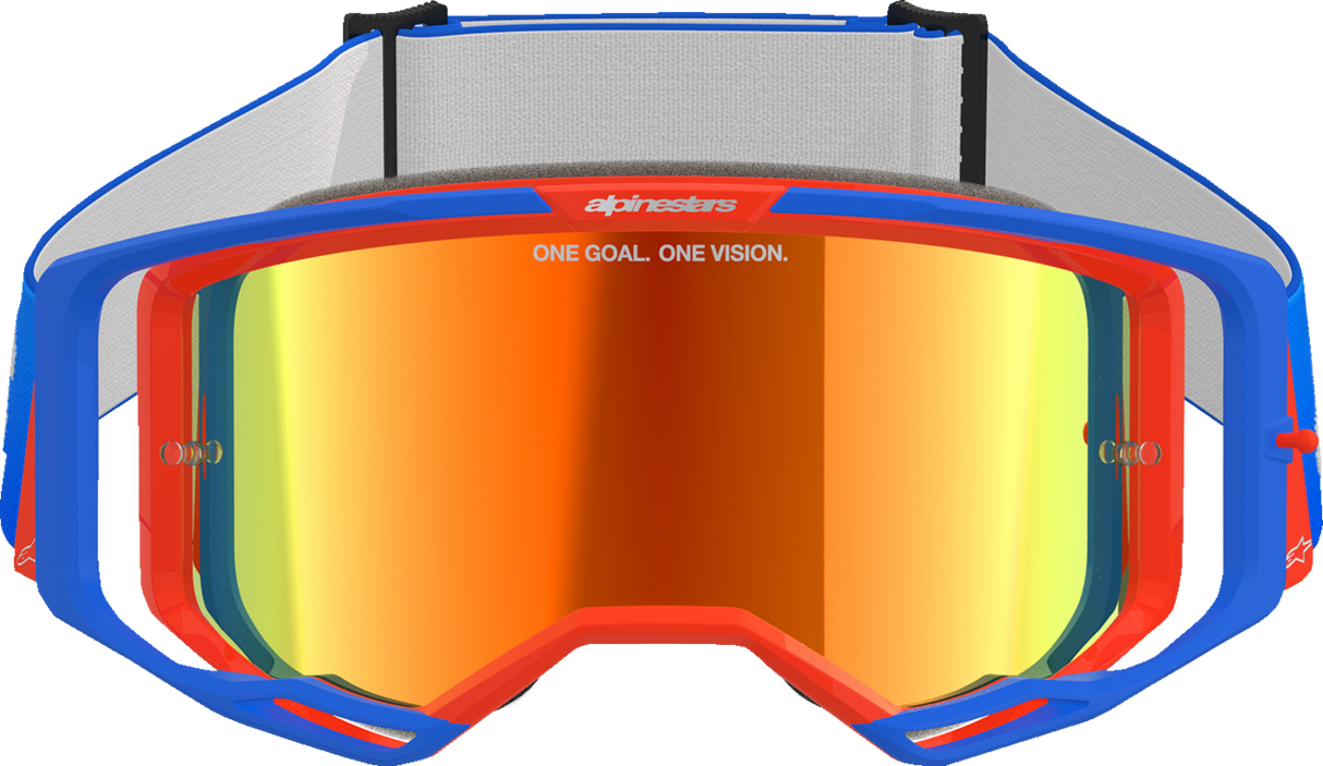 Vision 8 Goggle - Wordmark - Blue/Orange - Red Mirror