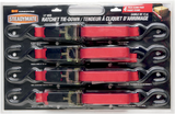Ratchet Tie-Downs - 1\" x 1\' - 4 Pack - Red