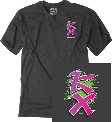 Kawasaki Retro KX T-Shirt - Heather Charcoal - Medium