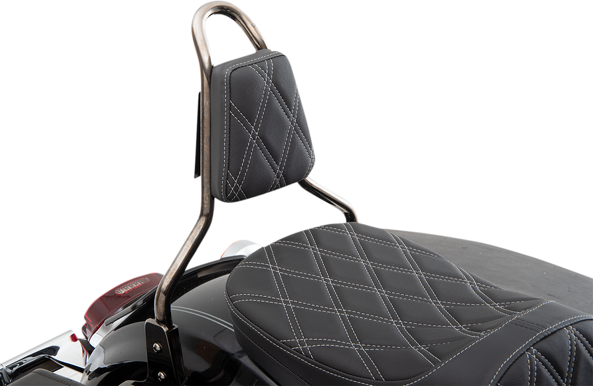 Tapered Backrest Pad - Double Diamond - Silver Stitch