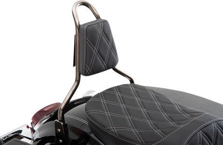 Tapered Backrest Pad - Double Diamond - Silver Stitch
