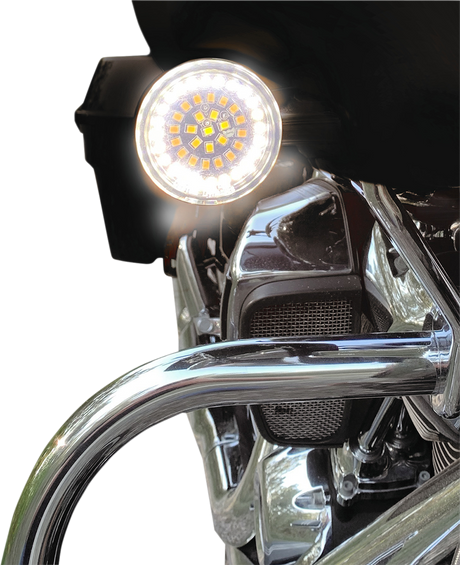 Bullet-Style Dual Front Turn Signal Insert - White - Amber 2007 - 2021