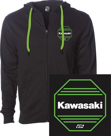 Kawasaki Octagon Zip-Up Hoodie - Black - Medium