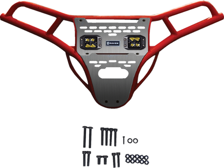 Front Bumper/Skid Plate with Amber Lights - Red - RZR XP 1000 2024 - 2025