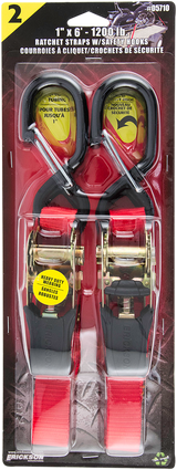 Ratchet Straps - 1\" x 6\' - Red - Pair