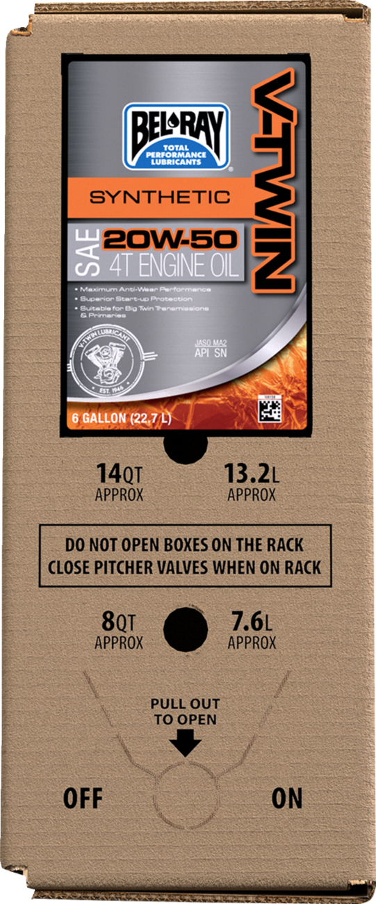 V-Twin Synthetic Oil - 20W-50 - 6 U.S. gal. - Bag-In-Box