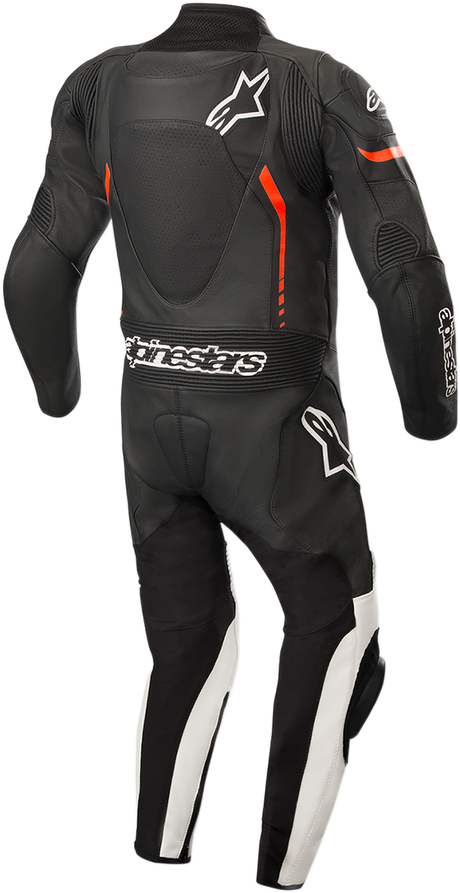 Youth GP Plus 1-Piece Leather Suit - Black/White/Red Fluorescent - US 28 / EU 150