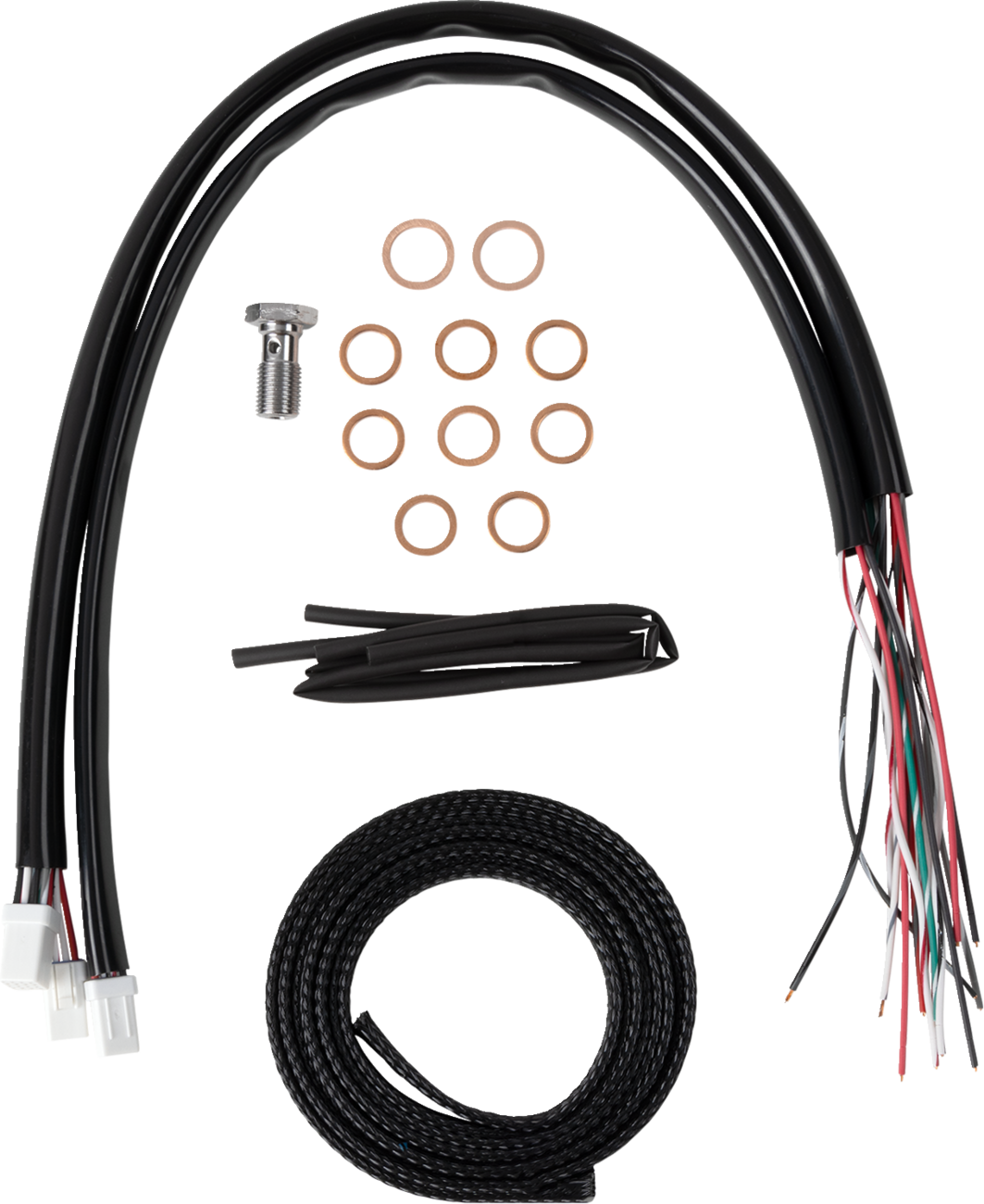 Complete Black Vinyl Braided Handlebar Cable/Brake Line Kit - Stock Handlebars - \'23-\'24 Touring 2023 - 2024