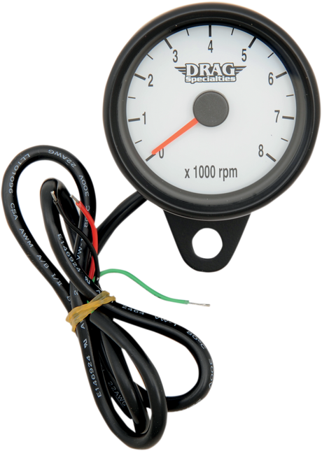 Mini Electronic Tachometer - White - Backlit LED Black Face - 2.4\" 1986 - 2003
