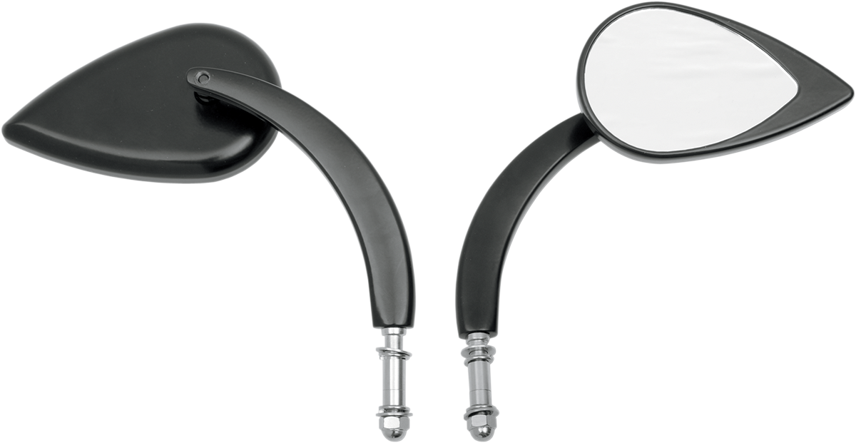 Mirror - Side View - Teardrop - Black - Curved/Long Stem - Each