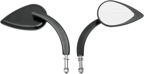 Mirror - Side View - Teardrop - Black - Curved/Long Stem - Each