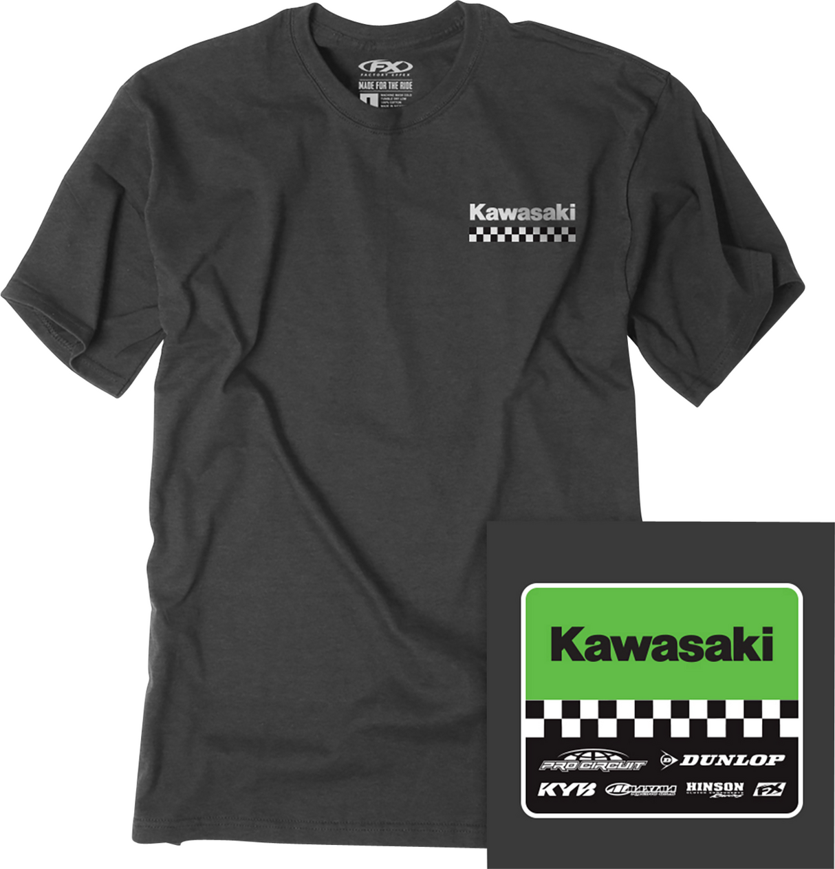Youth Kawasaki Starting Line T-Shirt - Heather Charcoal - Large
