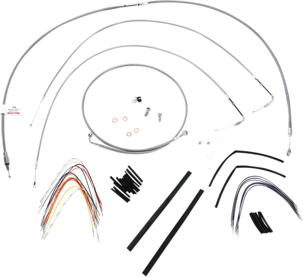 Handlebar Cable/Brake Line Kit - Complete - 14\" Ape Hanger Handlebars - Stainless Steel 2000 - 2006